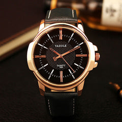 Rose Gold Leather Quartz Wrist Watch