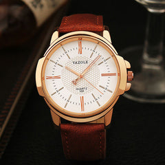 Rose Gold Leather Quartz Wrist Watch